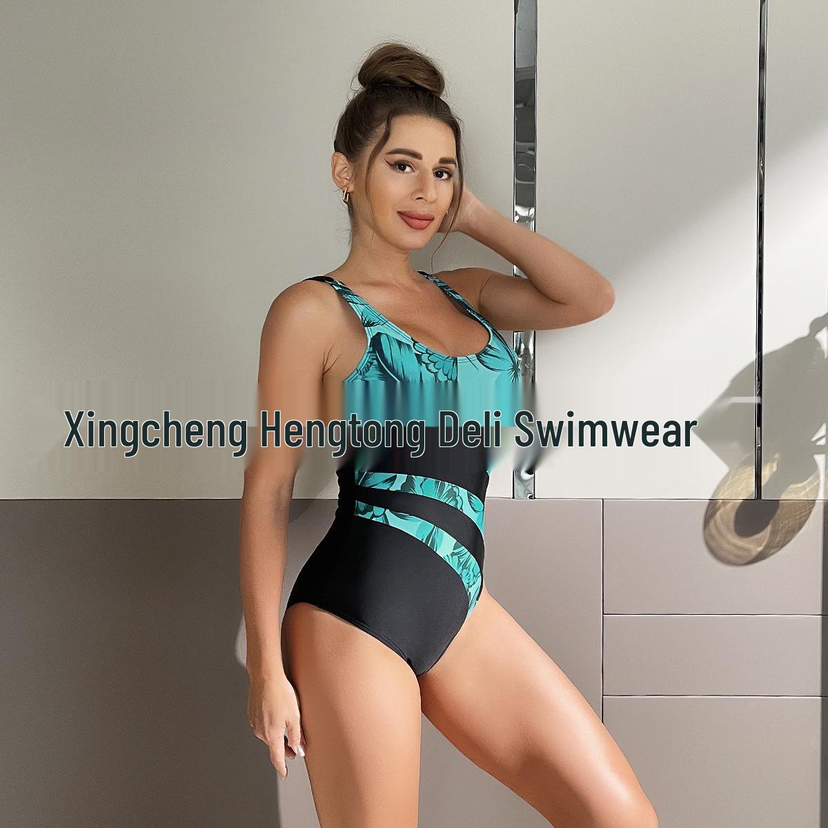 

Женский сексуальный слитный купальник-треугольник - Европейский и американский хит продаж, модное бикини с принтом S светло-зеленый