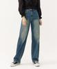 Akeusi Motion Balloon Fit Wide Stretch Denim Pants Unisex (Medium Blue)