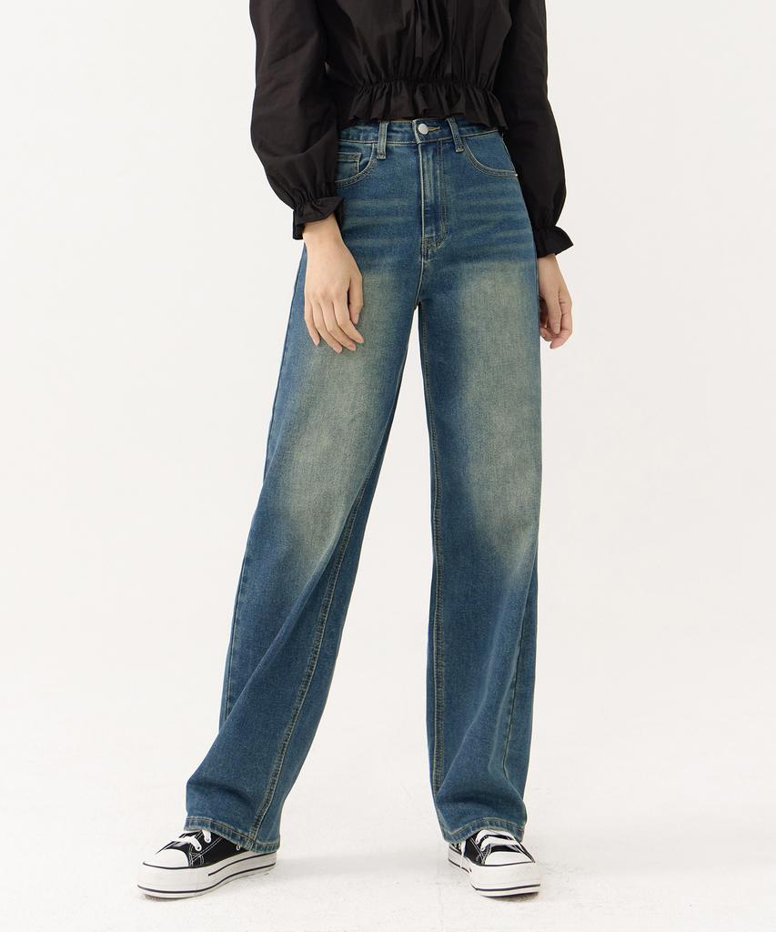 Akeusi Motion Balloon Fit Wide Stretch Denim Pants Unisex (Medium Blue)