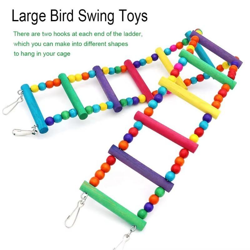 Birds Swing Toys, Parrots Chewing Hanging Perches with Bells Toys for Love Birds Budgie Macaws Cockatiels Parakeets African Grey