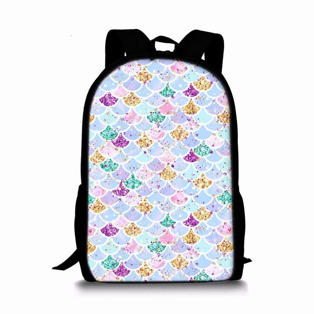 Mermaid Print Single Layer Backpack for Boy/Girls Best Gifts 2D Flat Cartoon School Bag for Children Bags