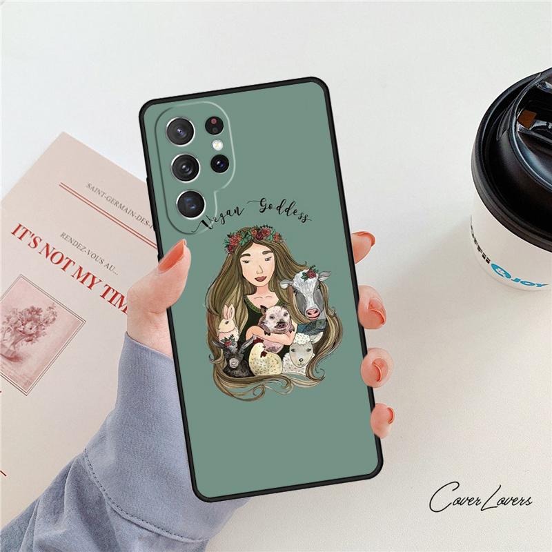 Vegetarian Quotes VEGAN LOVE VEGGIE phone case For Samsung Galaxy S24 S25 S23 S22 Ultra Note 10 20 Plus S20 S21 FE Cover