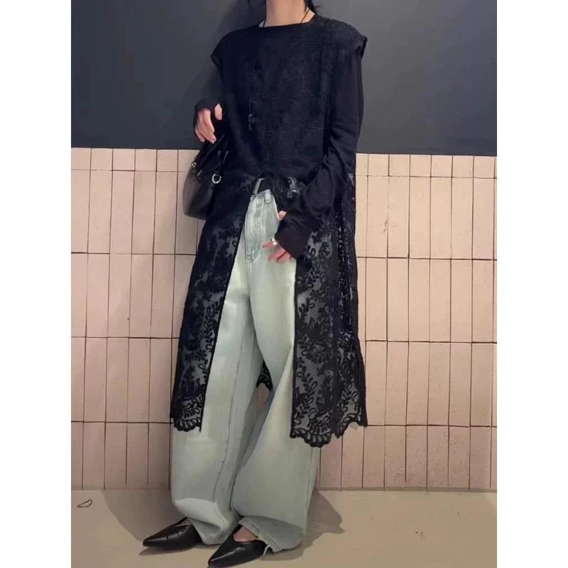 Summer Sleeveless Sexy Women Dresses Y2k Aesthetic Embroidery Flower Dress Fairy Harajuku Lace Split Grunge Vestidos