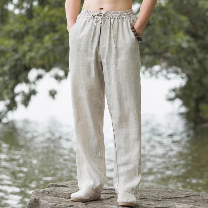 Men's Summer Chinese Style Loose Linen Pants