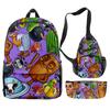 Hip Hop Populaire Cartoon Grappige tungtungtung 3D Print 3 stuks/Set leerling Schooltassen Reizen Laptop Rugzak Borsttas Etui