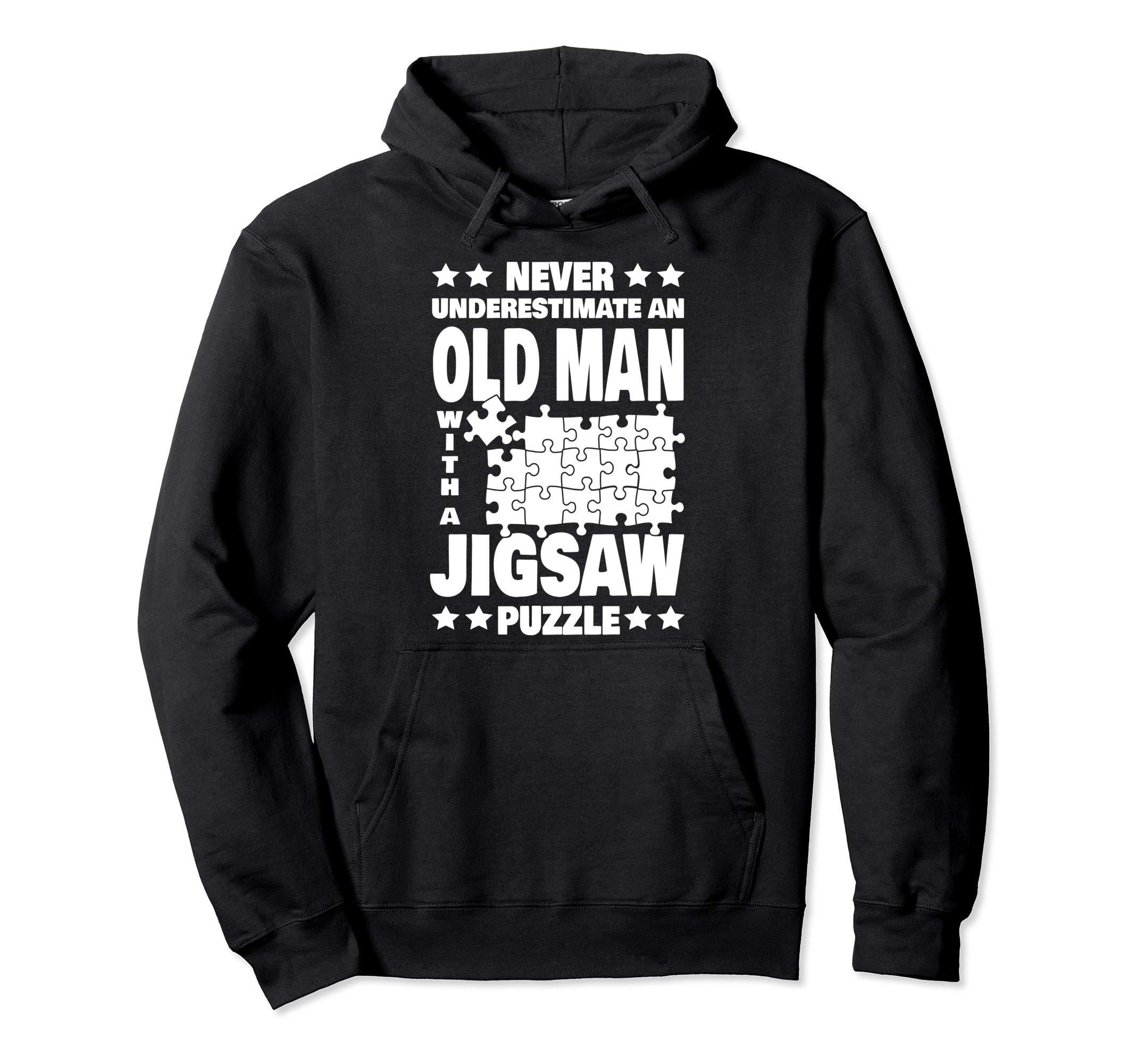 

Never Underestimate the Old Man with Jigsaw Puzzle Dad Hoodie