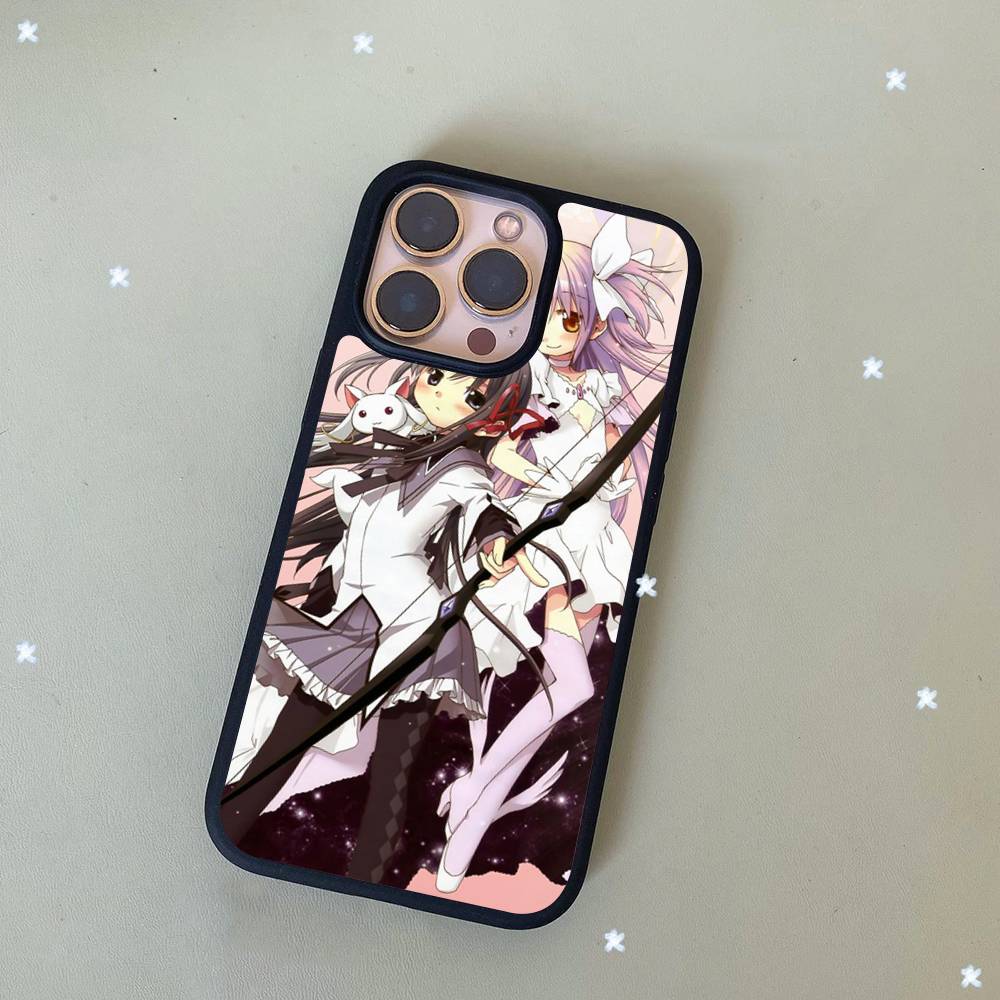 Popular Anime Girl Black Silicone Hard Plastic Phone Case For Iphone 17 Air 16 15 14 13 12 11 Pro Max PC+TPU Case