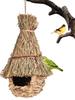 Creative Handmade Birdcage, Grass Woven Bird Nest  Finch Bird House for Garden Decoration Exquisite Outdoor Decors for Garden