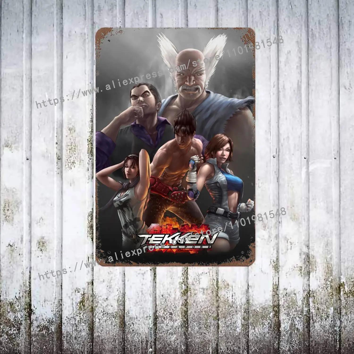 

TEKKEN 7 Видеоигра металлический Декор Постер Винтажная Жестяная Вывеска Металлическая Вывеска Декоративная Табличка для Паба Бара Мужской Пещеры Клуба Настенное Украшение 20x30cm（7.8x11.8inch）