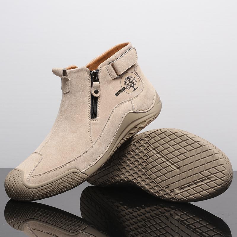 Handmade Split Leather Boots Men Shoes Comfortable Ankle Boots For Men Casual Shoes Large Size Tooling Shoes