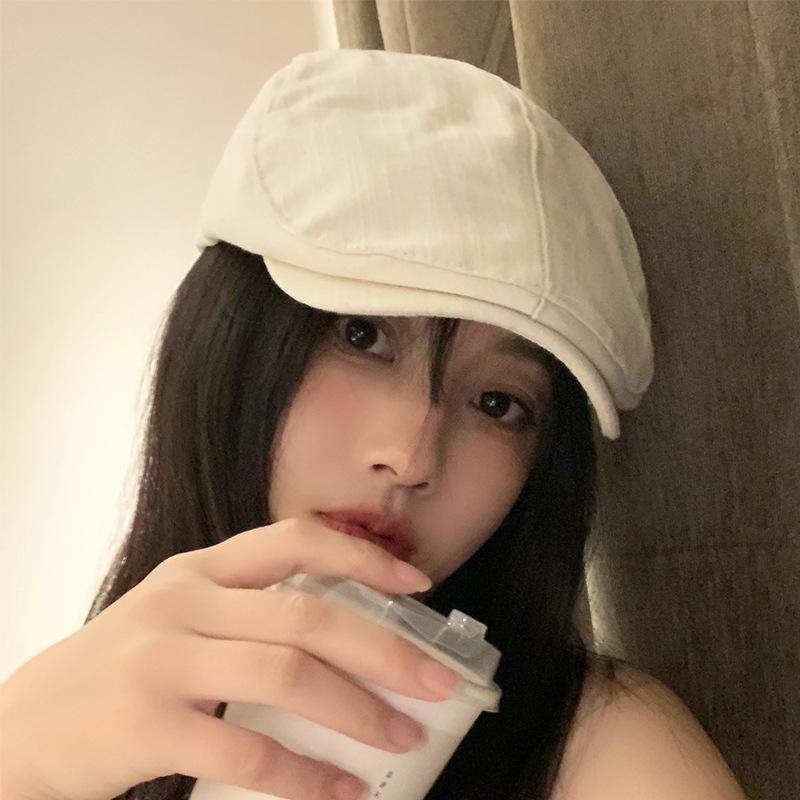 Retro forward hat female autumn and winter shows a small face, wearing a duck tongue beret literary style hat y2k