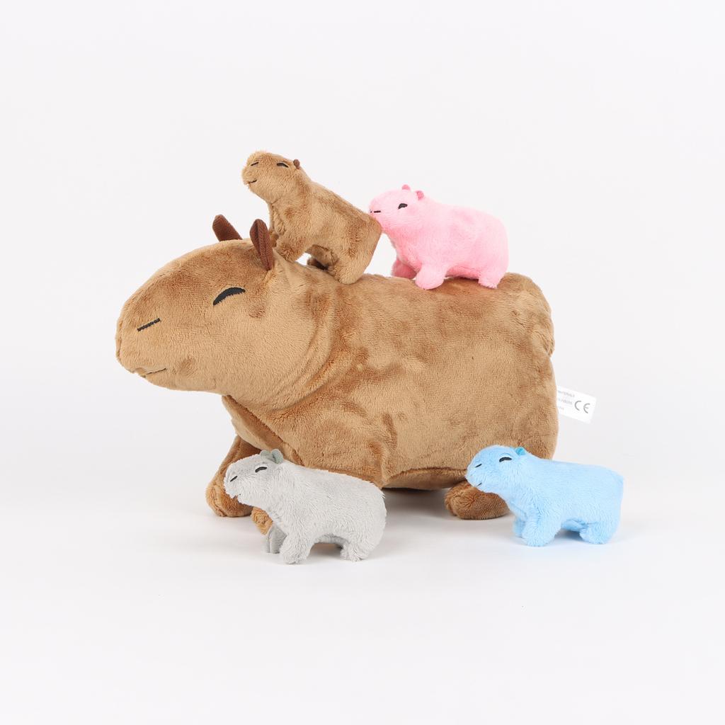 Kawaii Capybara Stuffed Animal Mommy Stuffed Capybara With 4 Baby Capybara Mother Son Capibala Toys Kids Birthday Gifts Dec