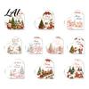 Romantic Christmas Gifts Heart Shaped Acrylic Tabletop Sign 2D Winter Snow Scene Desktop Ornament Home Party Supplies with Santa Snowman &