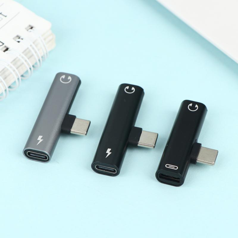 Type-C Dual 2-in-1 Audio Charger Adapter Listen To Songs Charge Simultaneously For Android USB C Phones Office