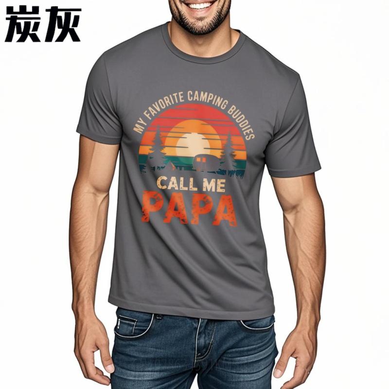 Plus Size Tshirt Soft For him Crew Neck tshirt Black My Favorite Camping Buddies Call Me Papa Everyday Unisex Tee shirt