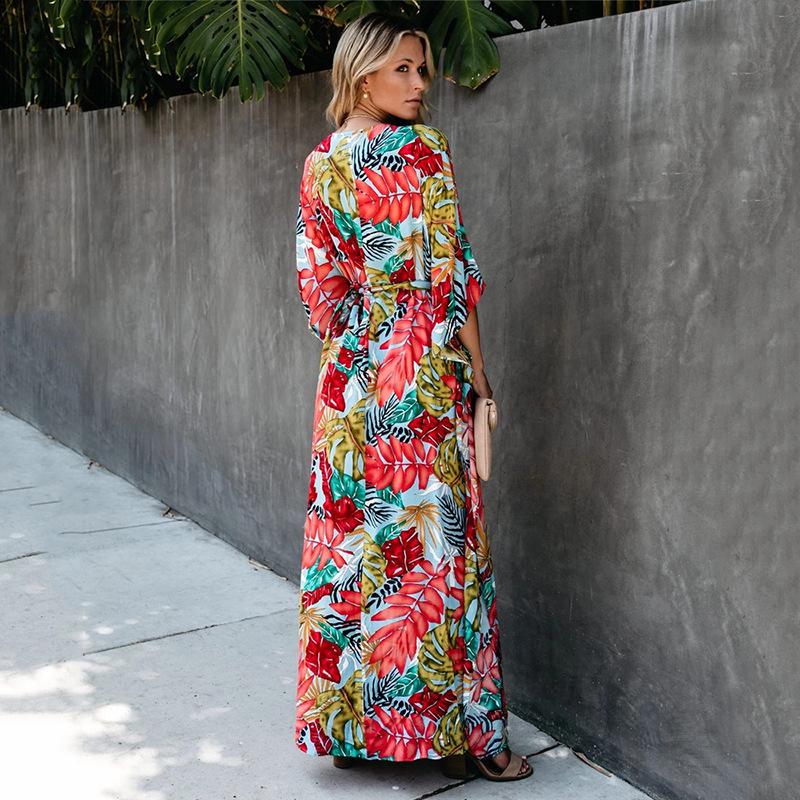 Europäisch-Amerikanisches Florales Baumwoll Strand Überwurf Sonnenschutz Kleid