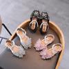 Neueste Sommer Mädchen Sandalen Mode Pailletten Strass Schleife Mädchen Prinzessin Schuhe Baby Mädchen Schuhe Flache Ferse Sandalen Größe 21-35