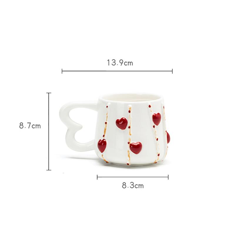 Creative Ceramic Heart Coffee Mug Hand-shaped Ceramic Pink Heart Latte Coffee Mug Delicate Afternoon Tea Flower Tea Cup Gift New