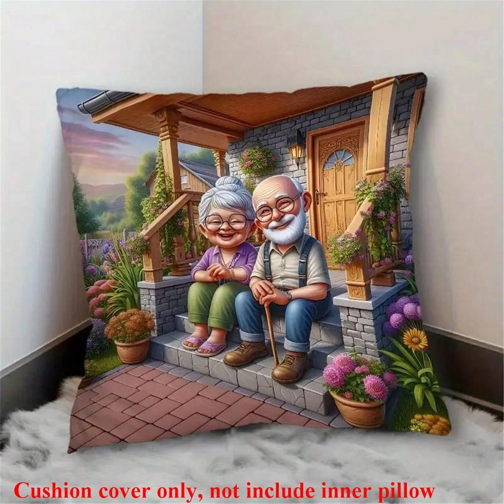 Funny Couple Pillowcase Snoring Old Man  Angry Wife Cushion Cover Cartoon Sleep Humor Home Decor Novelty Gift