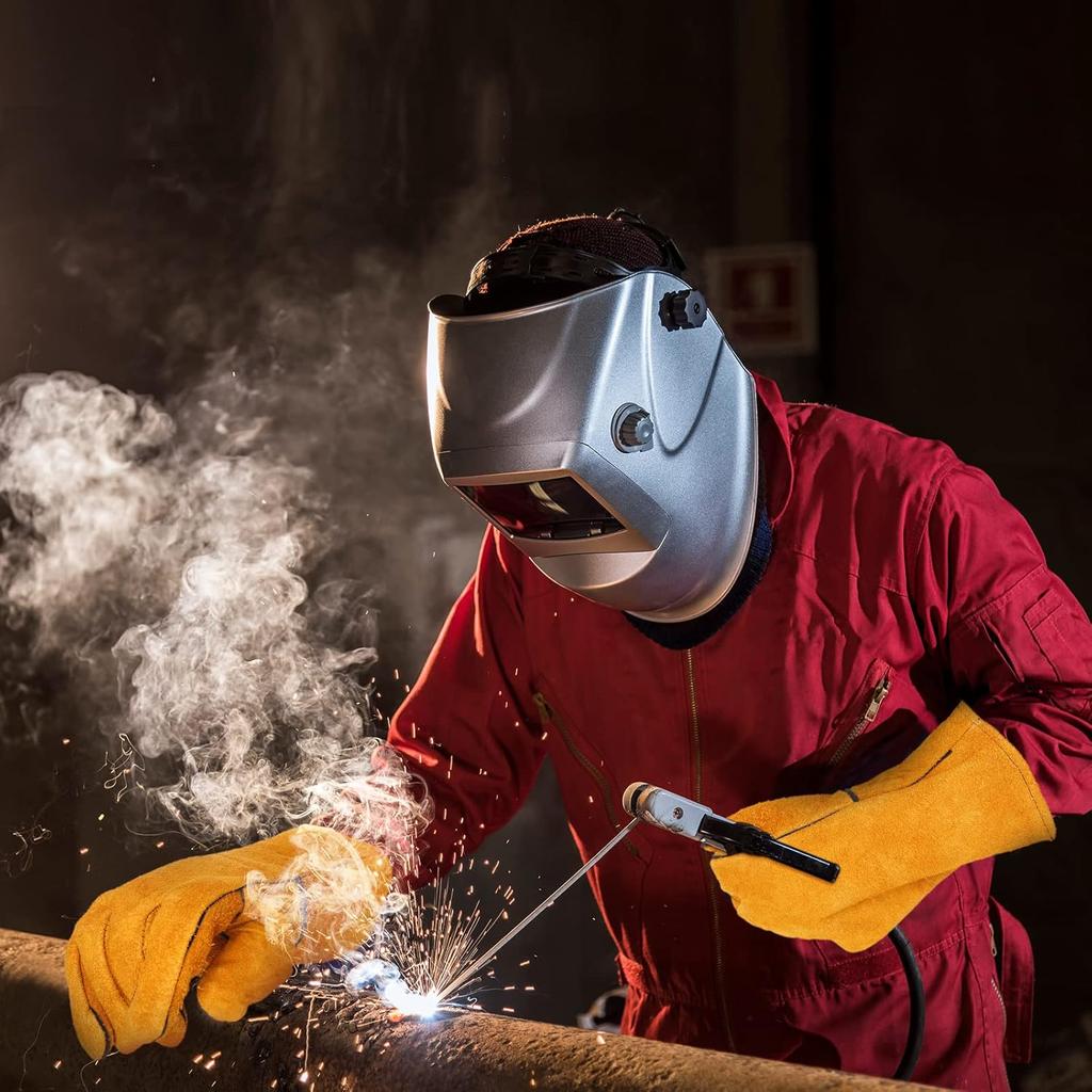 Heat-proof Welding Work Gloves 1/2 Pair Flame-retardant Metal Welding Protector Yellow Gloves Soldering Welding Gloves Tools