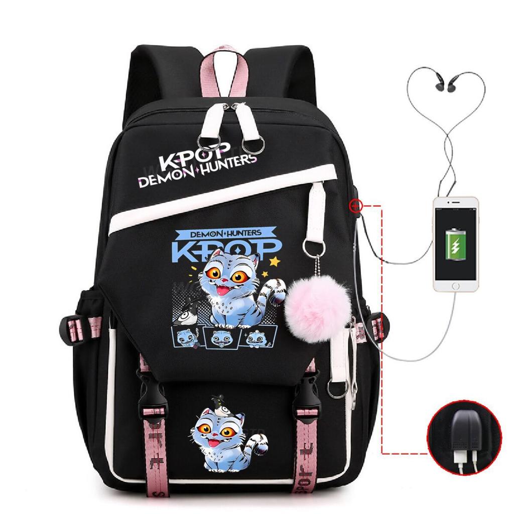 College style ins trend witch hunter Korean version USB multi-function backpack large capacity student bag