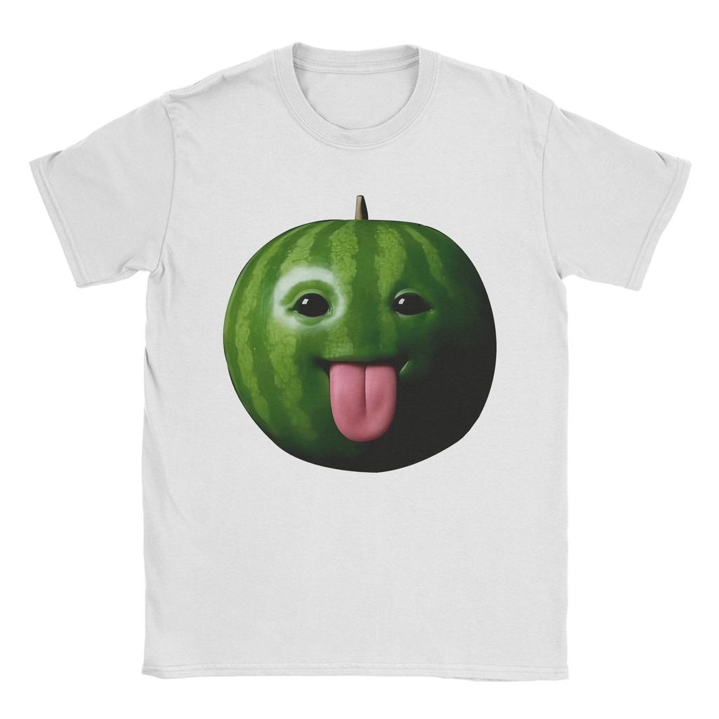 Herren Lustiges albernes KI-Wassermelonen-Gen-Z-Meme BrainRot-Humor Zunge raus T-Shirt Reines Baumwoll-Rundhals-T-Shirts Sommer-T-Shirts