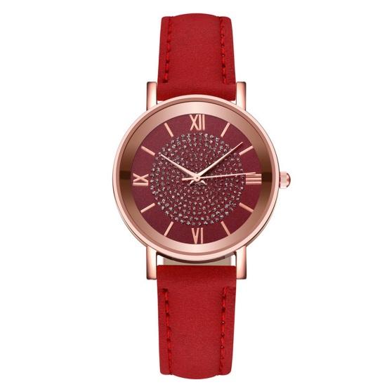 

Quartz Watch Elegant Leather Strap Watch High Accuracy Analog Wristwatch for Women Comfortable Fit Wristwatch for Daily Casual Formal Wear червоний
