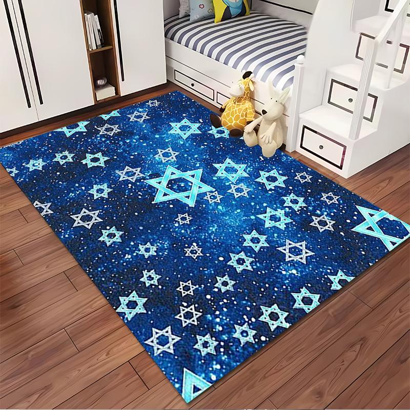 Starry Blue Galaxy Pattern Rug Non-slip rug suitable for living room and bedroom sofas.