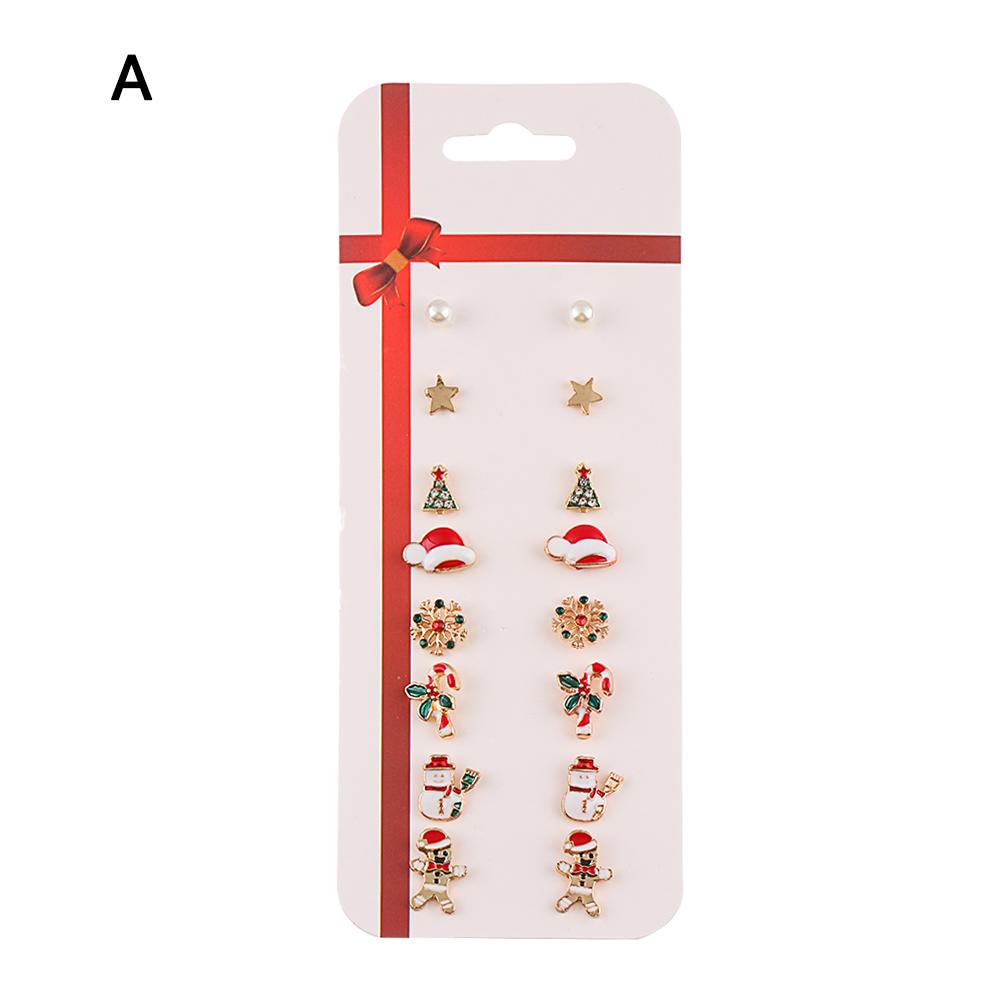 8pairs Gifts New Year Jewelry Accessories Drop Dangle Christmas Earrings Set Ear Studs Ear Pendants