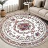Bedruckter runder Teppich aus Flanell mit Vintage-Blumendesign für die Heimdekoration Weiche Bodenmatte Klassischer Stil Elegantes Interieur