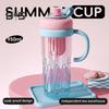 Reusable Drinking Mug Iced Coffee Cup Gradient Color Smoothie Cup 950ml Tumbler with Straw Leakproof BPA-Free Plastic Cup for Students