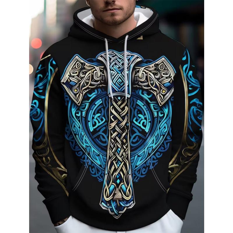Men's casual sportswear style hooded sweatshirt, regular fit, with drawstring pockets. It has a versatile style and is highly versatile.