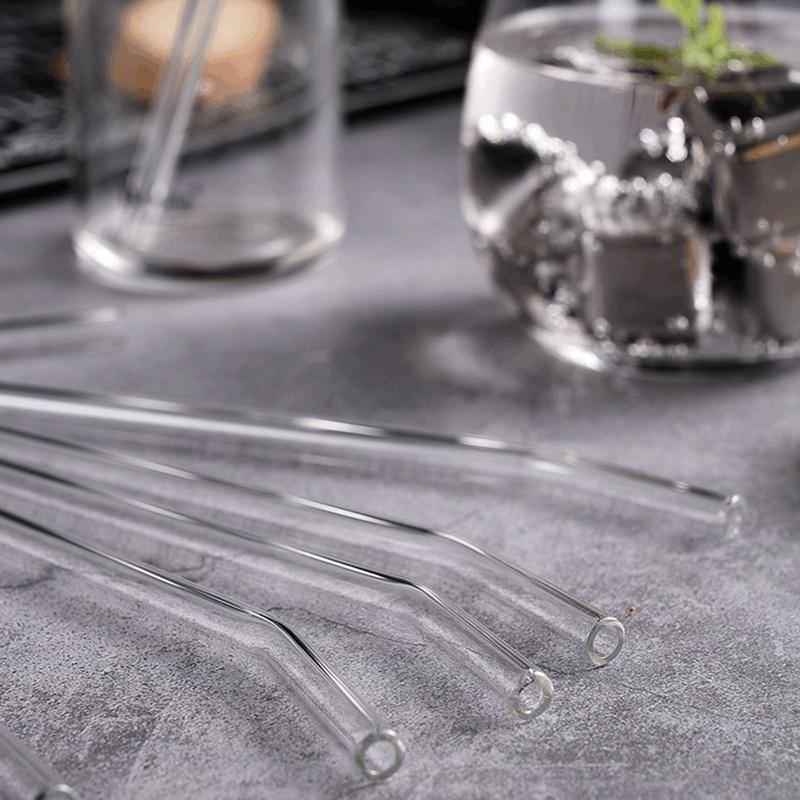 Cannucce in vetro ad alto contenuto borosilicato Cannuccia riutilizzabile ecologica per frullati Cocktail Accessori bar Cannucce con spazzole
