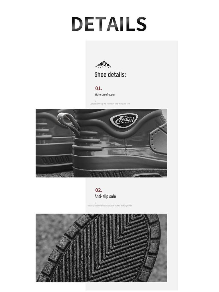 Men's Waterproof Short Rain Boots with Cotton Lining - Non-Slip Winter Wading Shoes