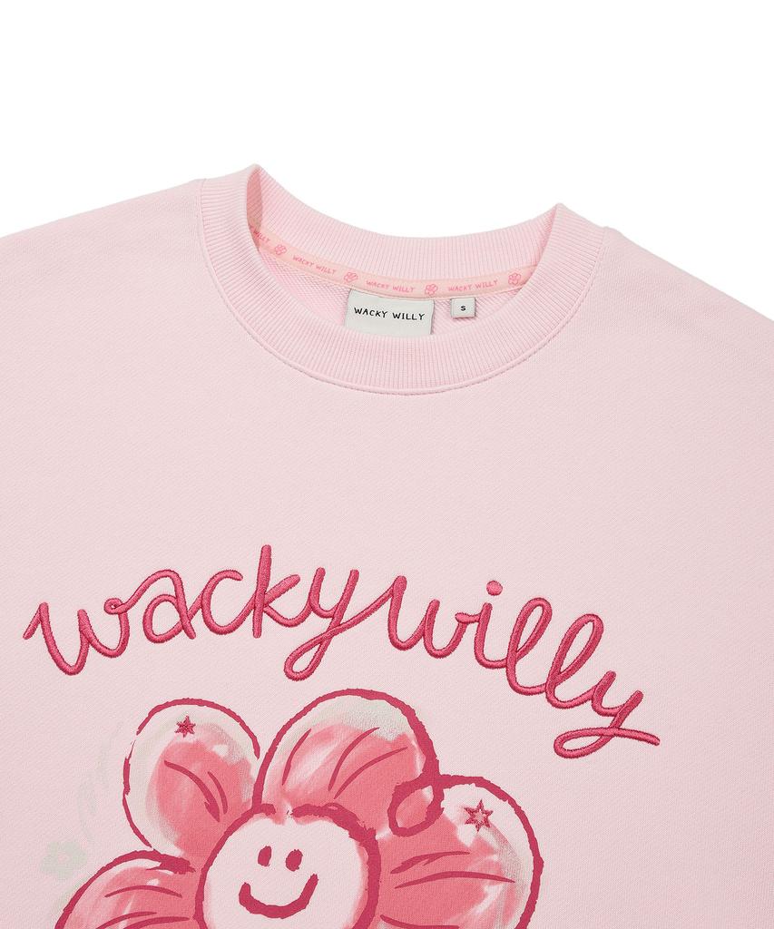 Wacky Willy [26Ss] Women'S Big Lily Graphic Sweatshirt Pink