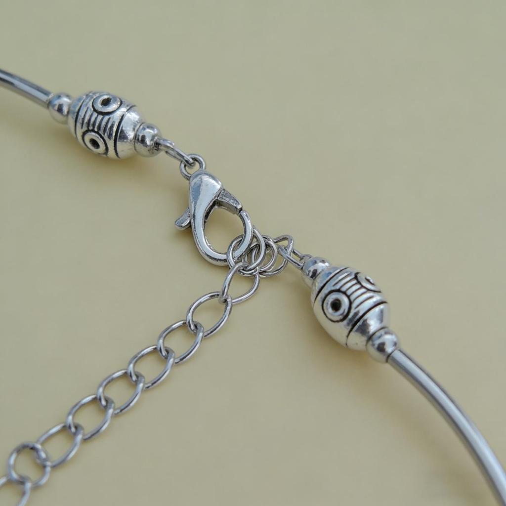 Vintage Sterling Silver Fish Beaded Clavicle Necklace - Elegant and Versatile Design