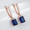 Unusual Shiny Square Blue Natural Zircon Drop Earrings For Women Luxury  Rose Gold Color Party Daily Fine Jewelry Gift