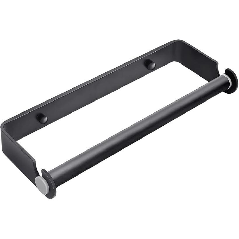 Under Cabinet Paper Towel Holder, Adhesive or Drill Mount Paper Towel Holder, Wall Mount Paper Towel Holders for Kitchen or Bathroom (Black) 1 Pack