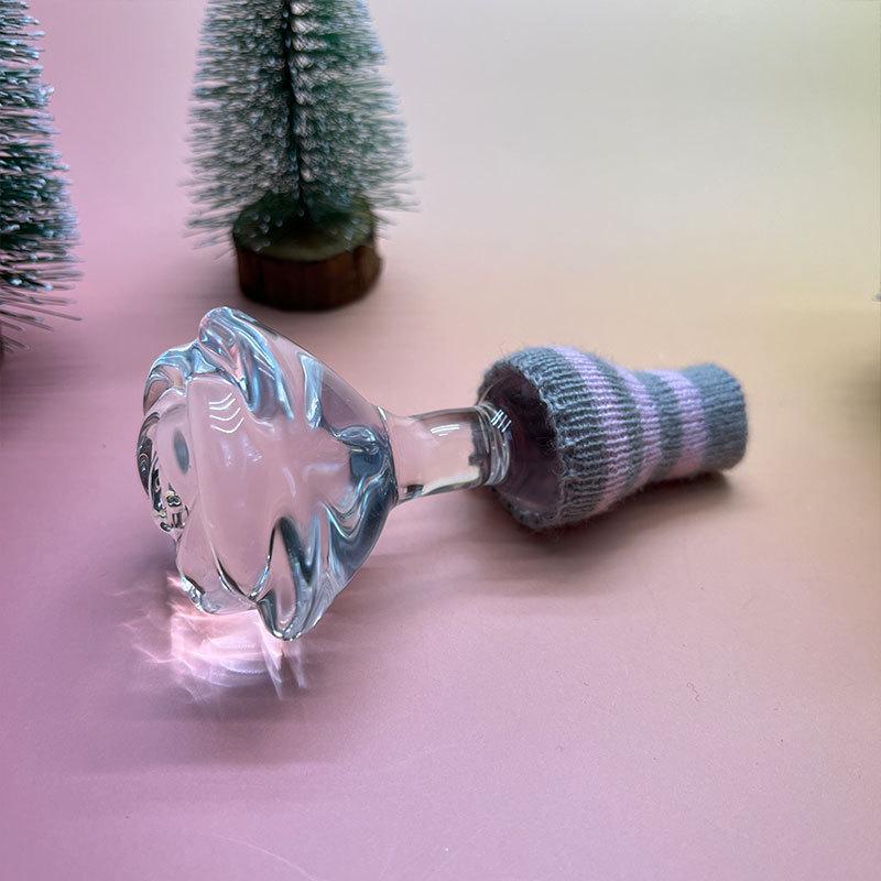 Transparent Glass Rose with Non-slip High Borosilicate Sleeve - Smooth Creative Decoration