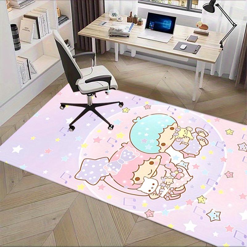 Office Rug Little Twin Stars, Sanrio Characters Anti-Slip Rug, Machine Washable for Living Room, Bedroom, Office, Multiple Sizes, Bedroom Mat, Decorat