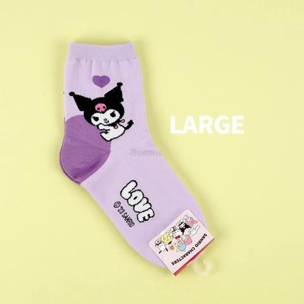 Stationery & Toys Sanrio Kids Big Heart Socks - Kuromi L (200-220mm)