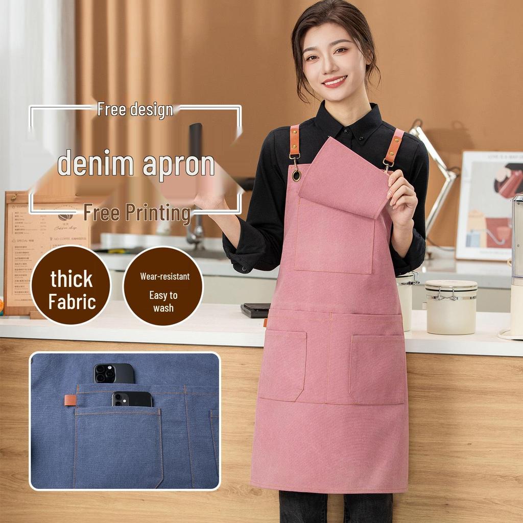 Premium Waterproof Canvas Apron for Catering, Baristas, Baking, Milk Tea Shops - Custom Logo Workwear