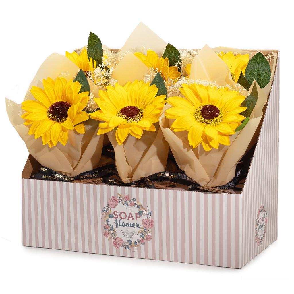 2x Sunflower Soap Flower, Single Stem Gift Decor