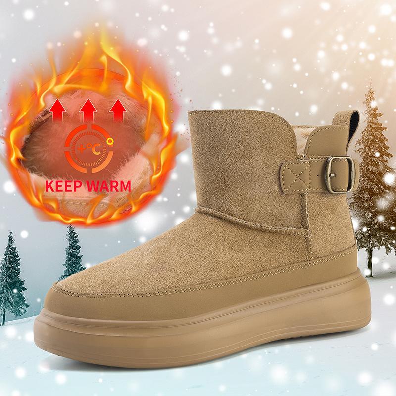 Women's Large Size Thick Sole Soft Sole Winter Warm Fur One Snow Boots Padded Lined Ankle Boots Anti-slip Hiking Sports Cotton Boots