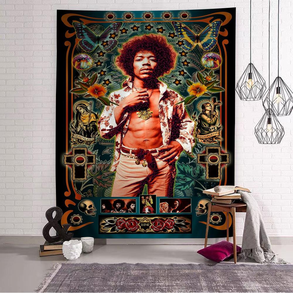Jimi Hendrix DIY Wall Tapestry Hippie Flower Wall Carpets Dorm Decor Wall Art Decor