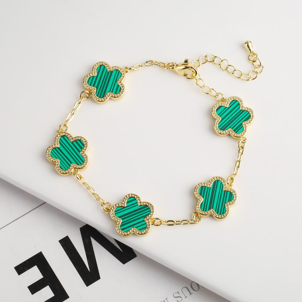 New Sweater Chain Five Point Star Creative Plant Plum Blossom Jewelry Set Shell Simple Bracelet/Necklace/Earrings Women's Clover