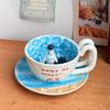 Cană de cafea ceramică cu design de sigiliu interior și mâner modelat ca o coadă Cană imprimată Water Me Human pentru uz casnic și de birou