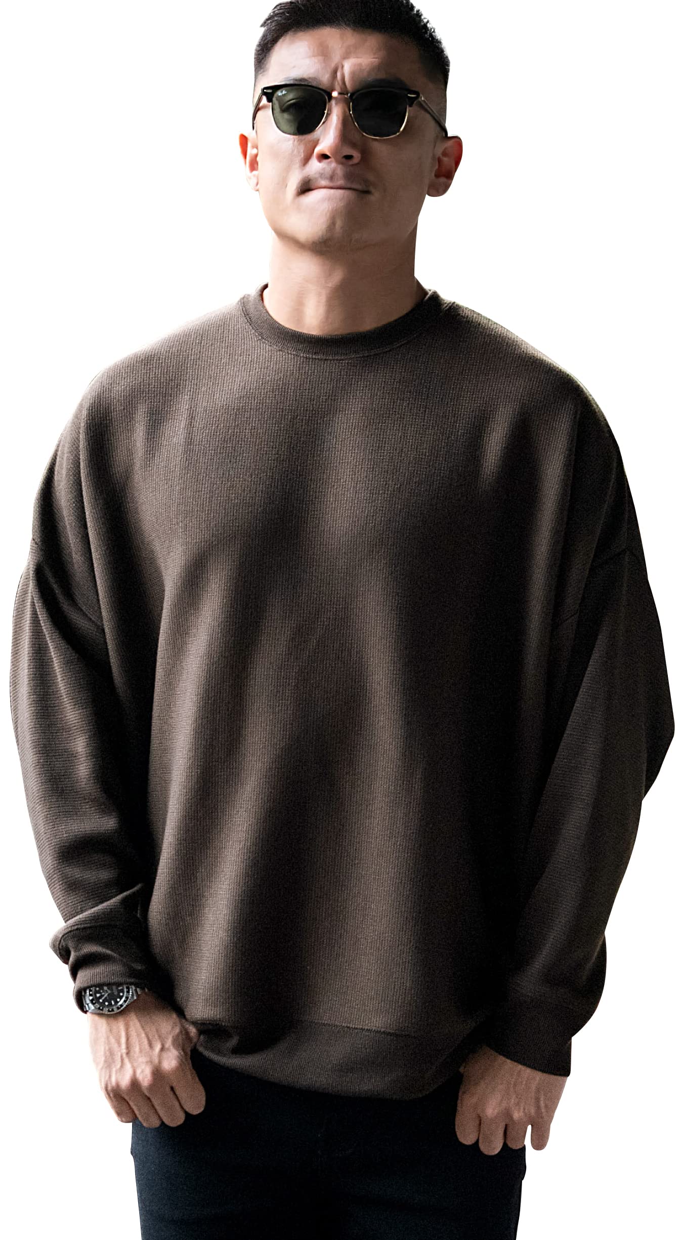 

Cavalier Unisex Knit Milan Dolman Crew Solid Size 44 Brown Men s Sweater, Rib, Sleeves, Neck, Color, CAJP22-11, (M),