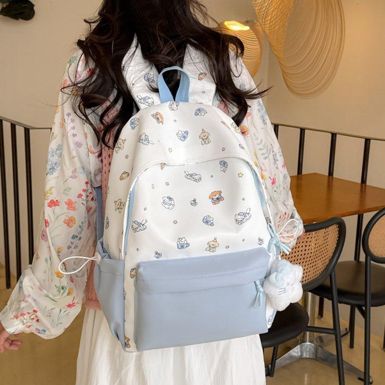 Schoolbag1011 Summer New Japanese Schoolbag Female Junior High School Students Large Capacity Printed Puppy Backpack College Student Computer Bag