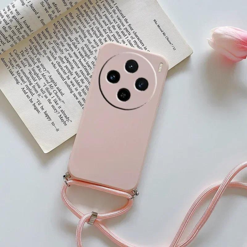 

Для Xiaomi 15 ультра мягкий ремешок через плечо ожерелье цепочка ТПУ чехол для Xiaomi Mi 15ultra 14T 15 Pro POCO M7 X7pro силиконовый чехол for POCO X7 pro розовый